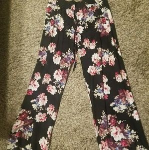 Black floral flowy pants